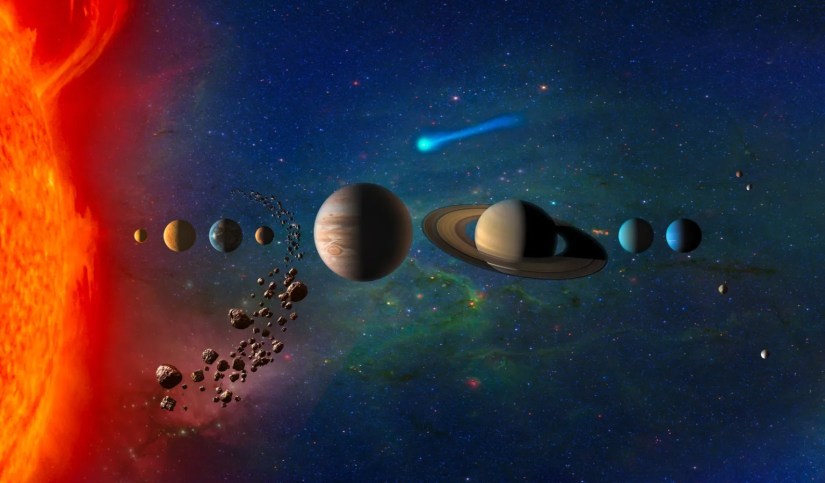 An artist&rsquo;s concept of our solar system.