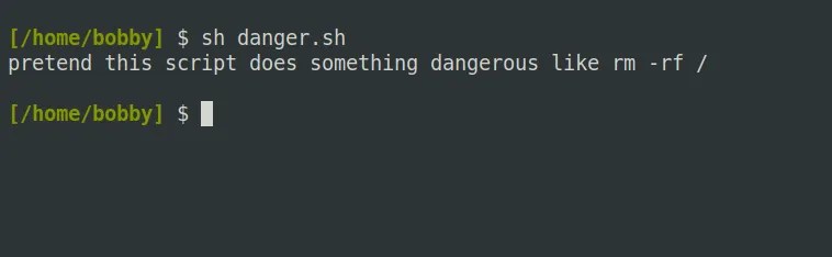 Running a Linux script by passing its filename to the sh command.