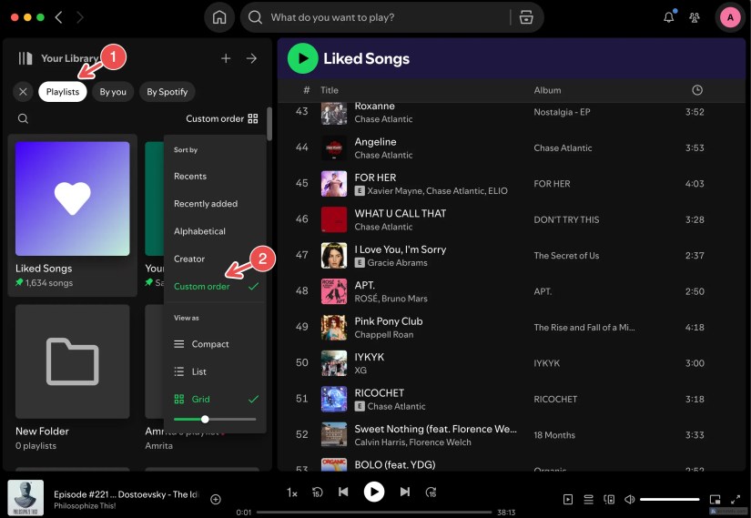 Custom order for playlists on Spotify&rsquo;s desktop app.