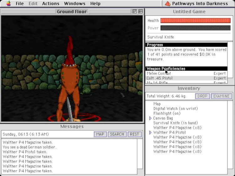 Gameplay from Pathways into Darkness.