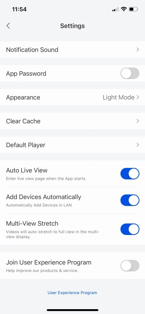 Additional settings in the Reolink app.