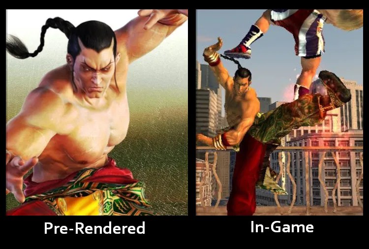 A comparison of Tekken 5&rsquo;s pre-rendered artwork and in-engine graphics.