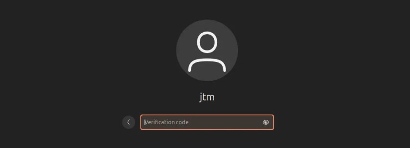 Ubuntu login screen showing prompt for authenticator code before password.