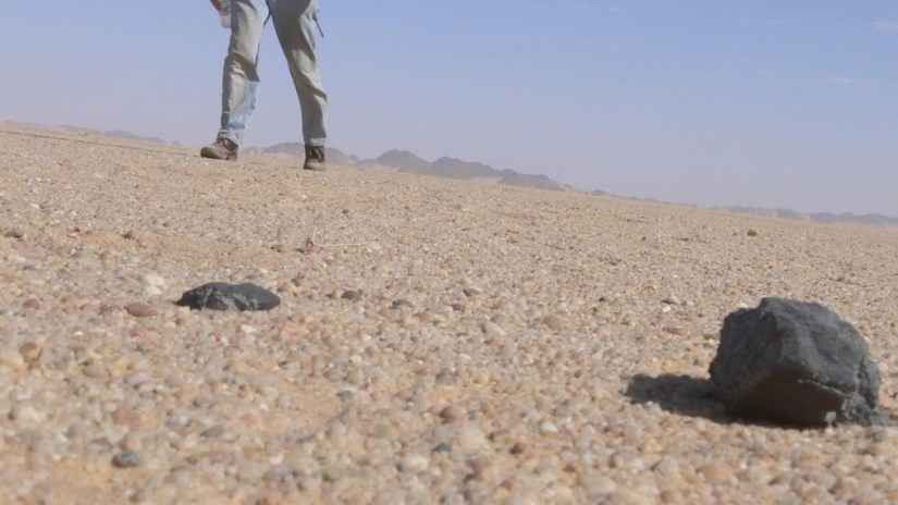 A meteorite specimen seen in the Nubian Desert of northern Sudan.