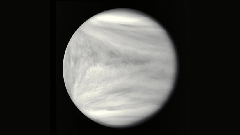 An image showing Venusian atmosphere and the planet&rsquo;s thick cloud cover.
