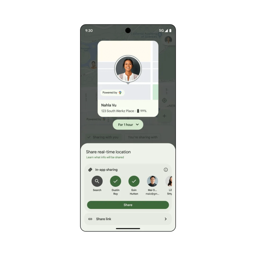 Find My Device live tracking.