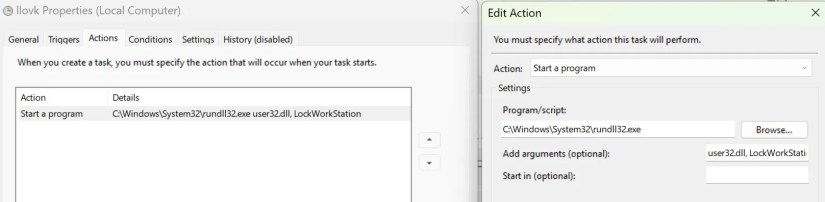 Scheduling a task to lock Windows after being idle using Task Scheduler.