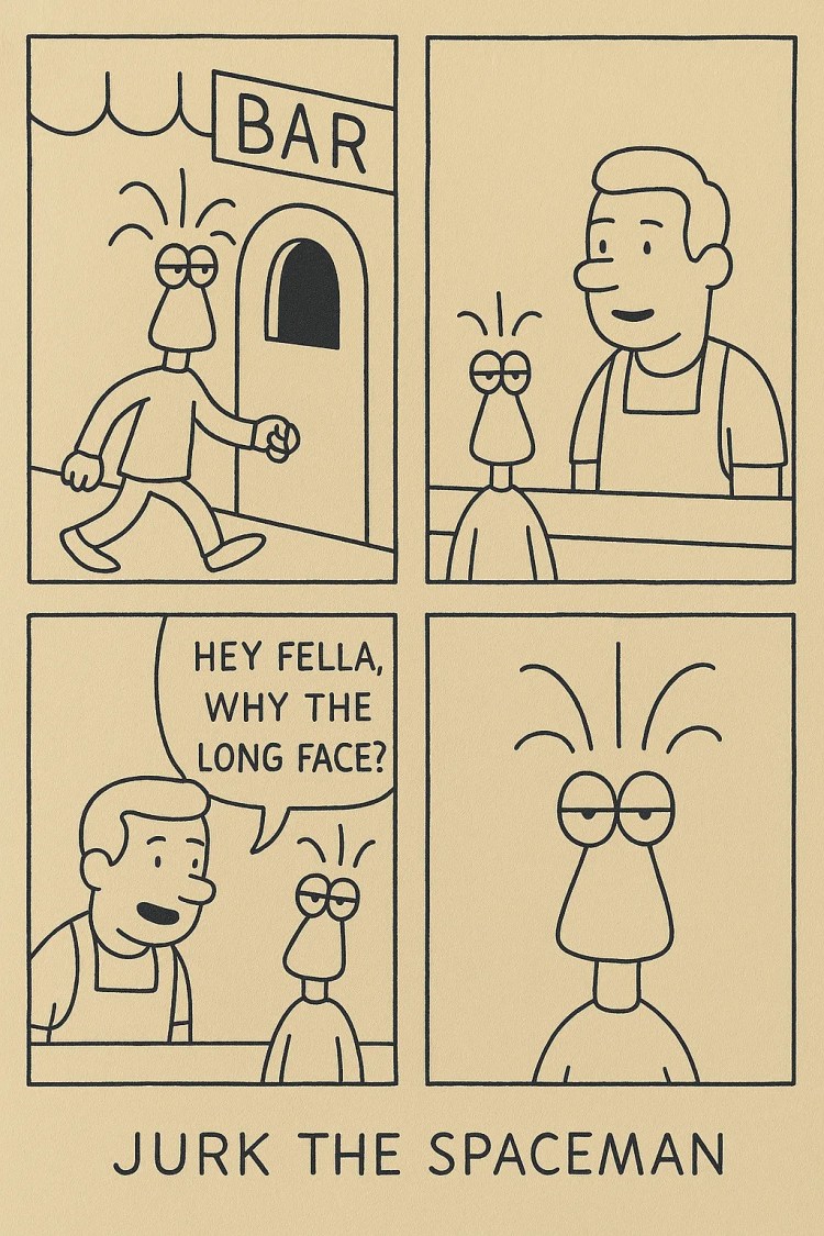 A four panel cartoon created in ChatGPT.