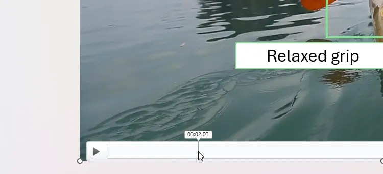 A video in PowerPoint paused at around two seconds.
