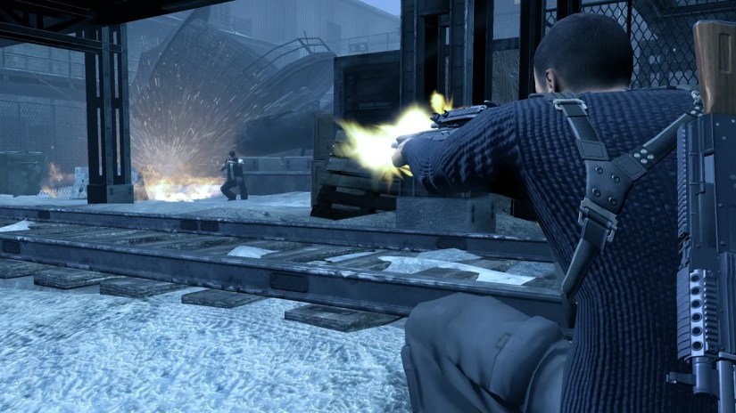 A gunfight in Alpha Protocol.