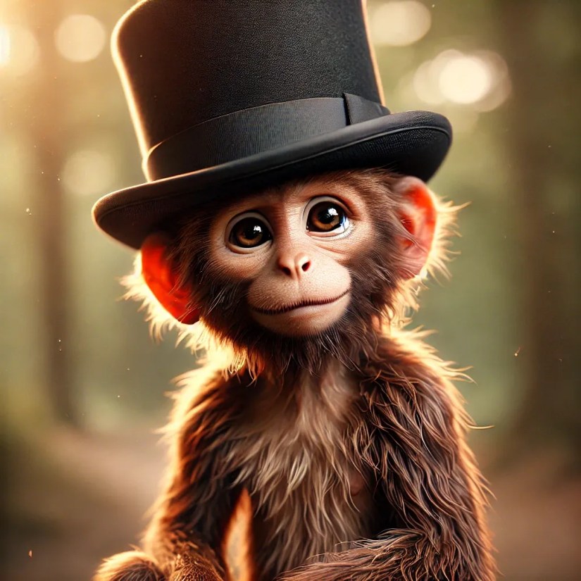 An image of a monkey wearing a top hat generated by DALL-E