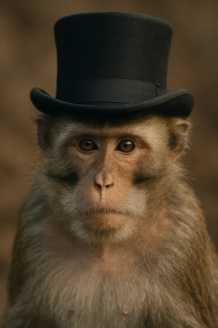 An image of a monkey wearing a top hat