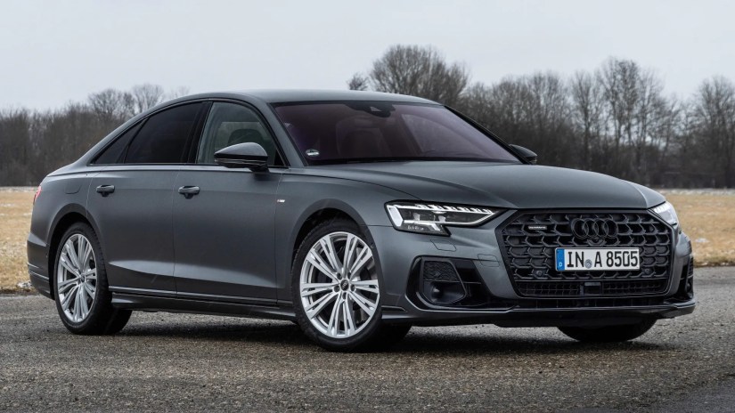 Front 3/4 shot of a 2022 Audi A8