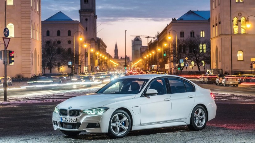 Front 3/4 shot of a 2016 BMW 330e