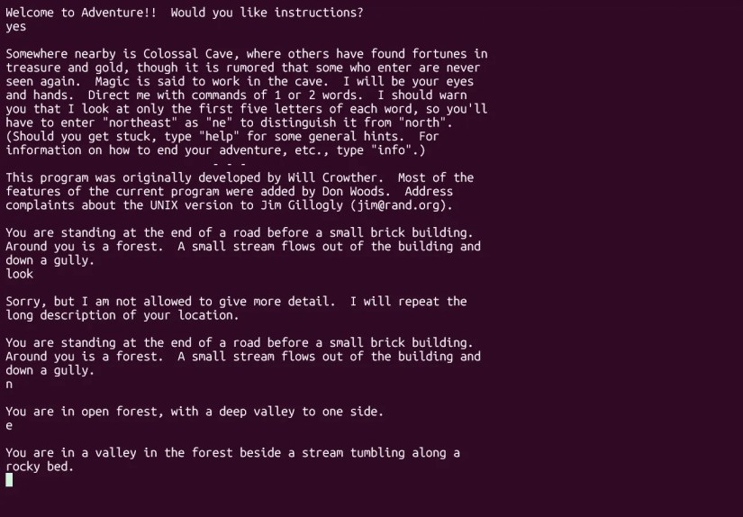 BSD game of Adventure in the terminal.