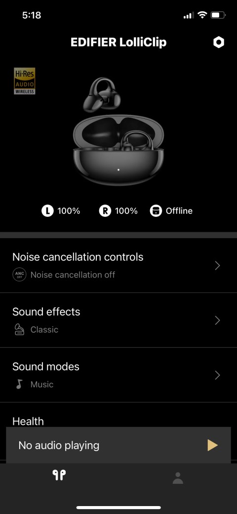 The main screen in the Edifier ConneX app.
