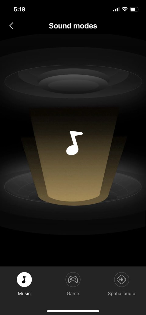 The Sound Modes screen in the Edifier ConneX app.