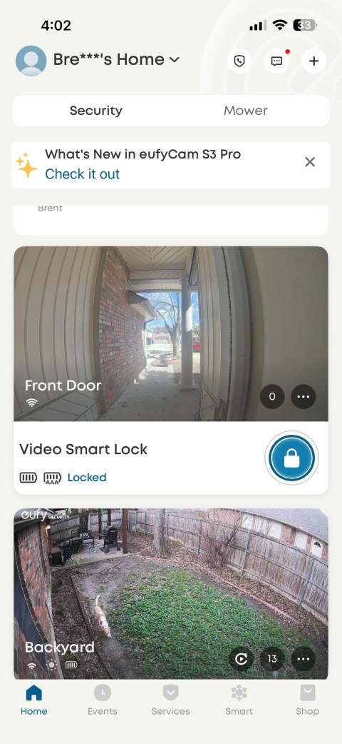 The eufy app main screen.