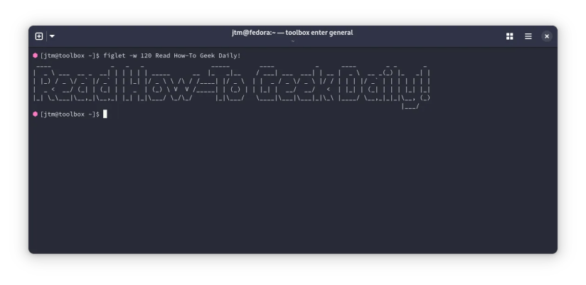 Output of figlet printing Read How-To Geek in a Linux terminal
