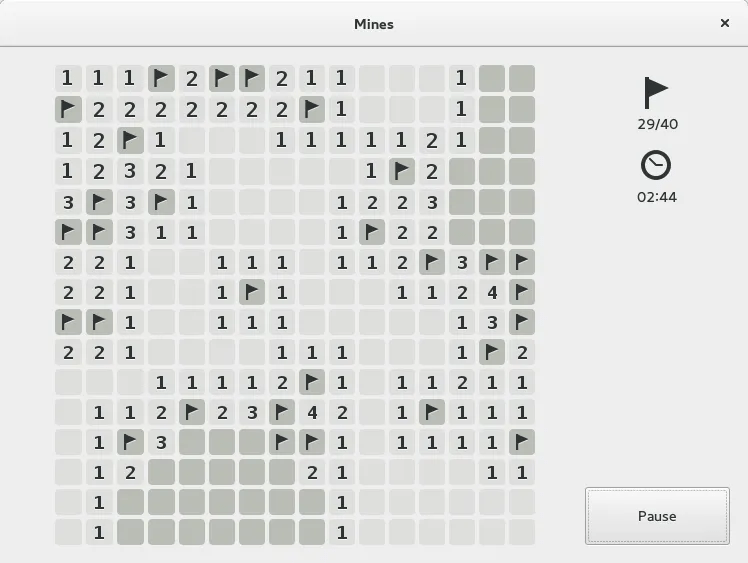 Gnome mines official screenshot.