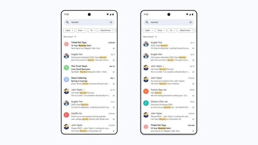 Google Gmail New Search