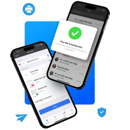 Two phones sending faxes