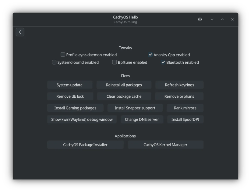 Screenshot of Cachy Hello app.