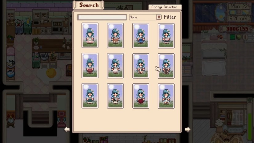 UI for the Fashion Sense mod that allows players to change their appearance using a hand mirror item.
