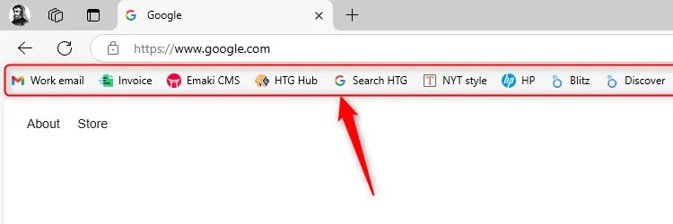 The Microsoft Edge Favorites bar.