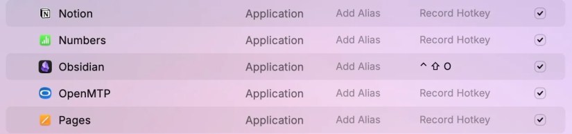 Assigning a hotkey to an app on a Mac.