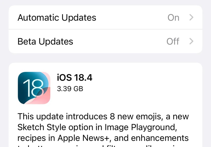 A pending iOS update.