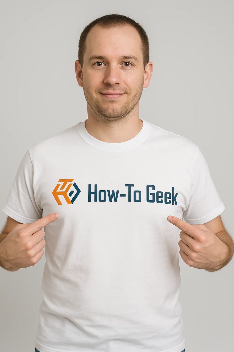ChatGPT image of someone wearing a T-shirt with How-To Geek written on it.
