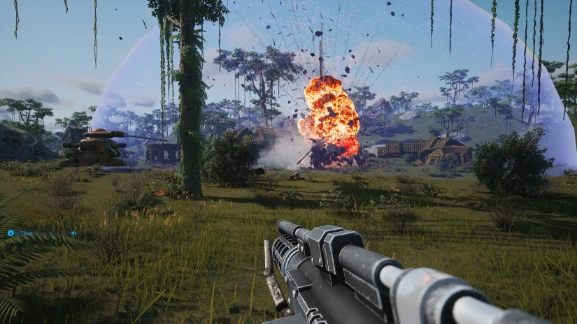 A battle scene from the Galactic Contention mod for Squad.