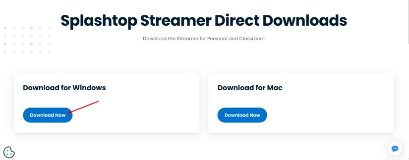Download Now button on the Splashtop download page.