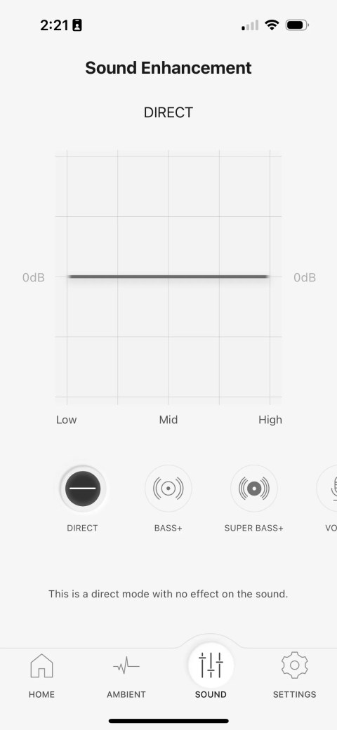 EQ section of the Technics Audio Connect app