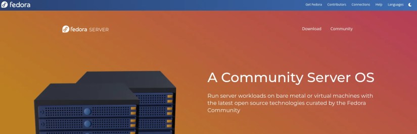 A screen capture of the Fedora Server download page