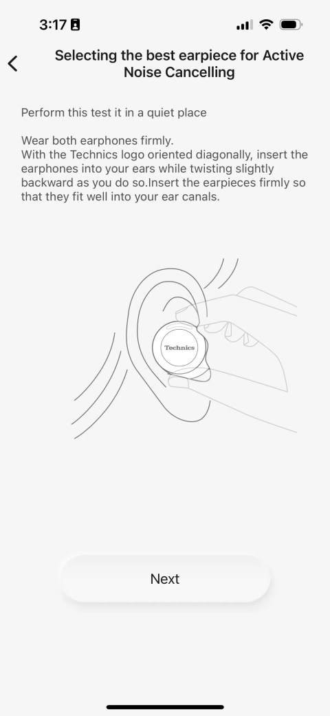 Fit test in the Technics Audio Connect app