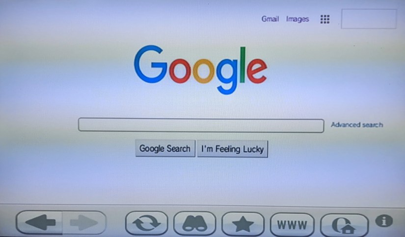 The Google home page displayed on a Wii web browser.