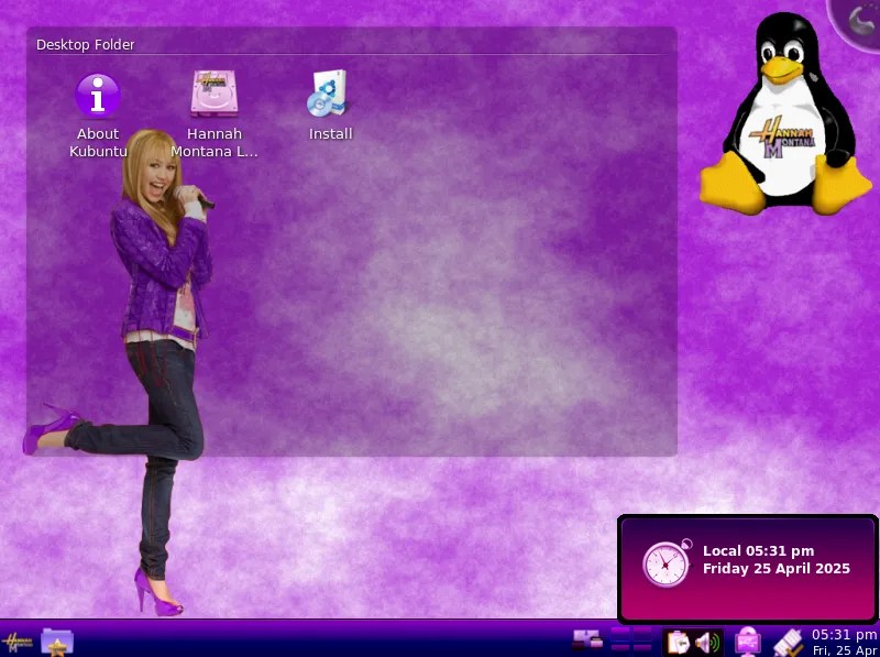 A KDE desktop from Hannah Montana Linux distro.