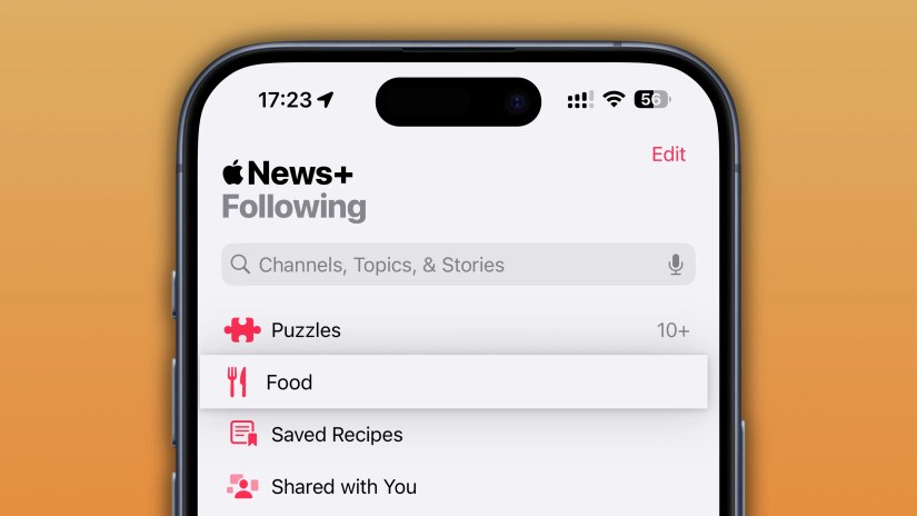 iOS 18.4 News App Following Tab Food Section Selected