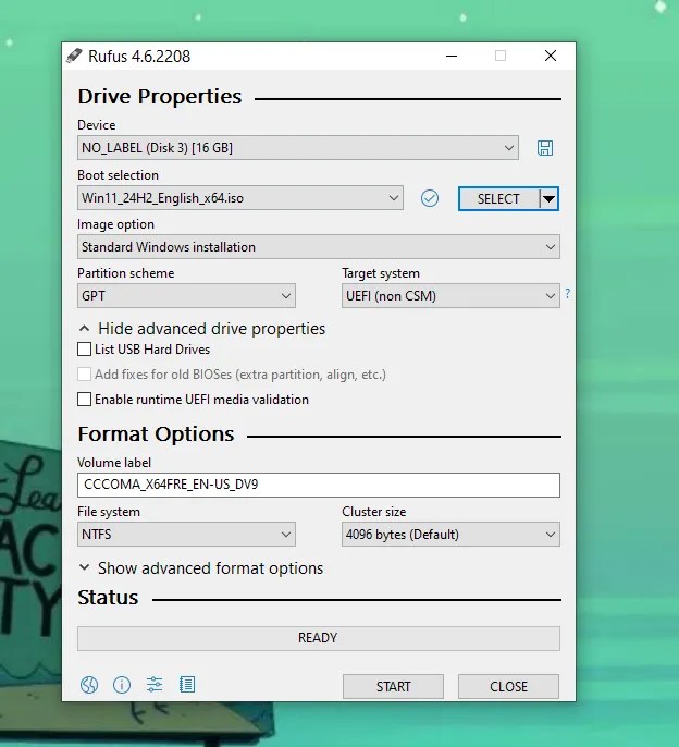 Launcher loaded with the correct ISO file.