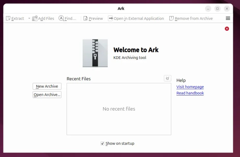 Main interface of Ark Archive manager.