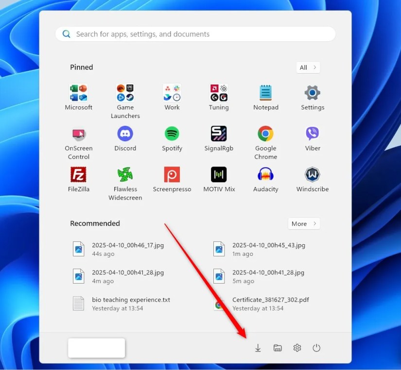 The Windows 11 Start Menu.