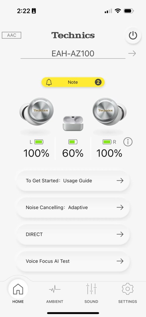 Technics Audio Connect home screen