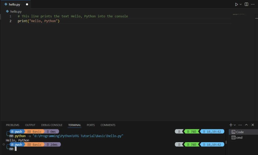 Using comments to explain Python code.