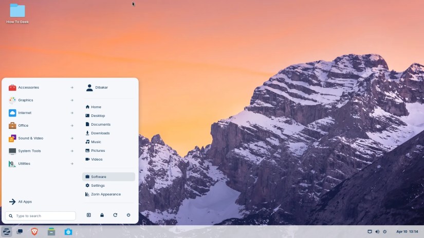 Zorin OS Application menu.