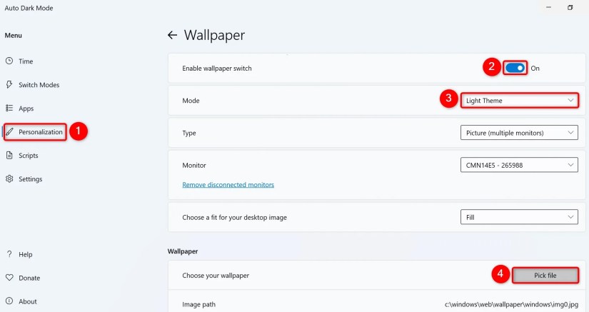 Various personalization options highlighted in Auto Dark Mode.