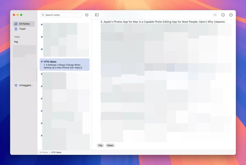 Using tags to tag a note in Simplenote.