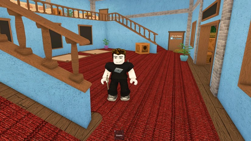 A player standing in a house in Roblox Murder Mystery 2.