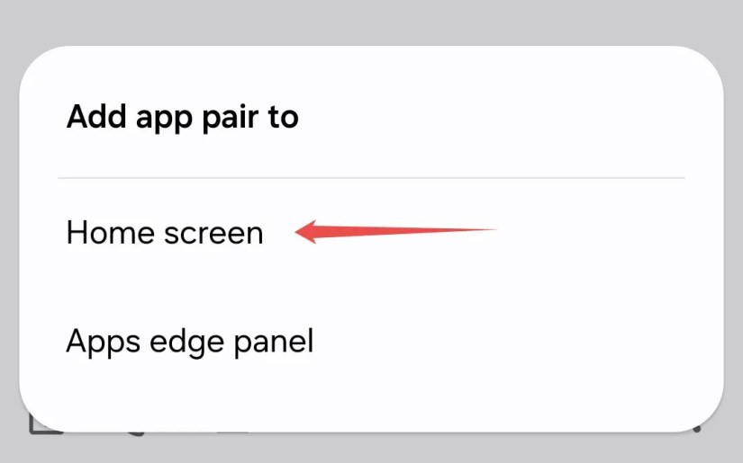 Add app pair to home screen on Samsung